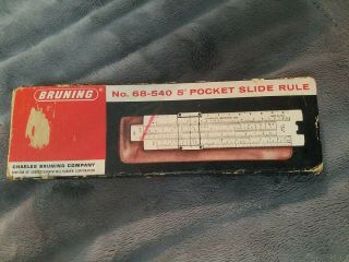 Bruning 5 " Pocket Slide Rule No.  68 - 540 Vintage 1944,