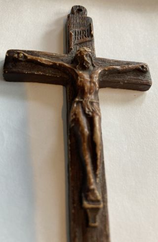 Antique Hand - Carved Wooden 3.  5 " Crucifix Pendant,  Probably From Germany
