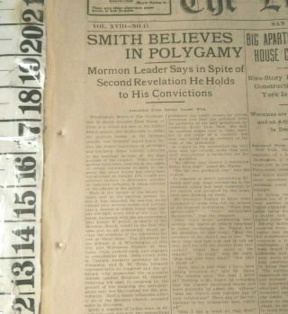 1904 Joseph F Smith Mormon Leader Believe In Polygamy In Spite Of 2nd Revelation