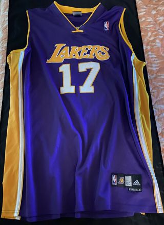 Andrew Bynum L.  A.  Lakers Adidas Rare Sz 60 Jersey Authentic Game Pro Cut Vtg