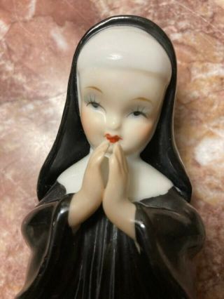 Rare Vintage Nun Figurine In Black Charming Catholic Nostalgia - 1940 