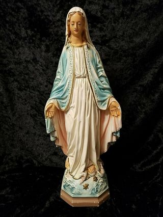 Vintage Columbia Statuary Virgin Mary Our Lady Of Grace Chalkware Statue