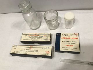 Vintage Antique Yale Luer Lok Hypodermic Syringes Needles Tuberculin Becton Dick
