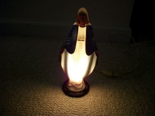 Vintage Hartland Molded Lamp/night Light Virgin Mary 8” Plastic Statue