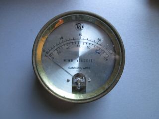 Vintage Brass Copper Danforth/white Wind Speed Velocity Indicator Gauge