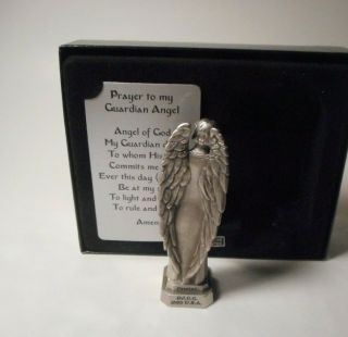 1995 Jeweled Cross Co.  - Pewter Guardian Angel Statue - In /W Prayer 2