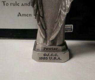 1995 Jeweled Cross Co.  - Pewter Guardian Angel Statue - In /W Prayer 3