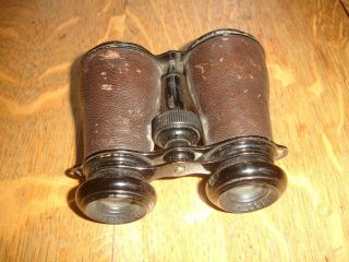 Vintage Chevalier Paris Brass Binoculars W/ Leather Case Bird Watching Hunting