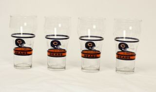 Set Of 4 Vintage Chicago Bears Nfl Coca Cola Coke Glasses Tumblers