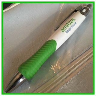 Nip Amitiza Drug Rep Hourglass Lime Green Pen Rubber Grip White Chrome Silver