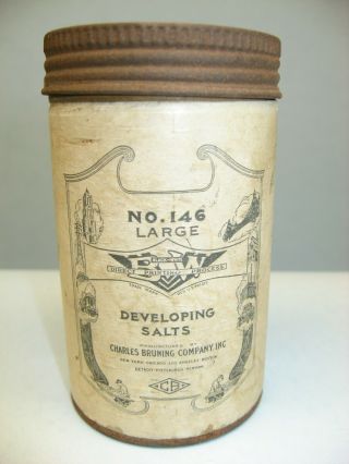 1930s Charles Bruning,  No 146 Developing Salts,  Cardboard Can,  Drafting Supplies