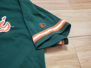 Vintage NCAA Sewn Starter Miami Hurricanes Baseball Jersey Green Orange Size L 3