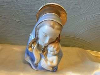Vintage Relpo Virgin Mary And Baby Jesus Ceramic Planter,  Japan,  A1 - 105