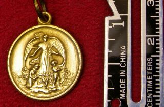 Carmelite Nun’s Antique 18th C.  Bronze " Guardian Angel Protect Me " Rosary Medal