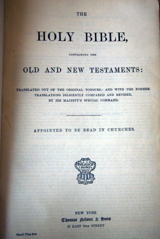 Antique Leather Holy Bible Thomas Nelson c.  1890 Large Print 3