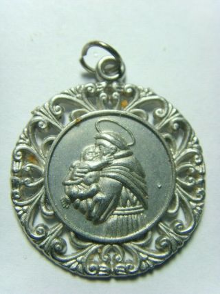 Antique Catholic Faith Religious Saint Anthony Filigree Silver Pendant 50519