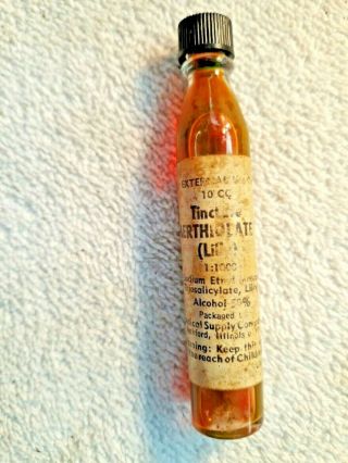 Vintage 10 Cc Tincture Of Merthiolate From Medical Supply Co.  Rockfor,  Il