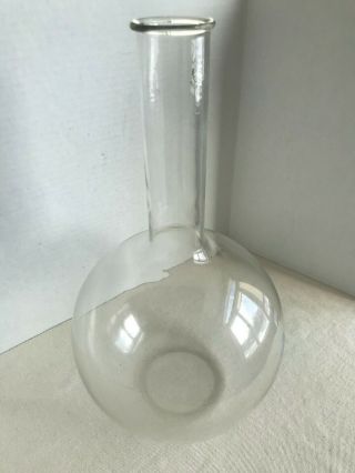 Lab Glass Round Flask Flat - Bottom Long Neck 3000ml Pyrex 14 " Tall - Vgc