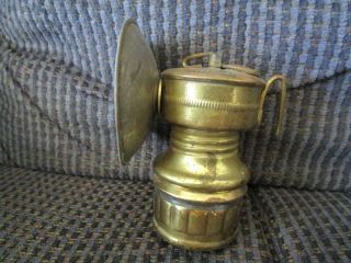 Brass Coal Miners Carbide Head Lamp Butterfly Trade Mark With Hat Hook 2