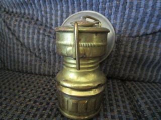 Brass Coal Miners Carbide Head Lamp Butterfly Trade Mark With Hat Hook 3