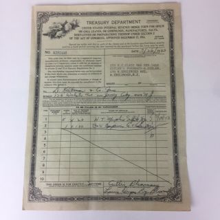 Treasury Department Opium Coca Leaves Form 1943 Issued For Morphine Codeine