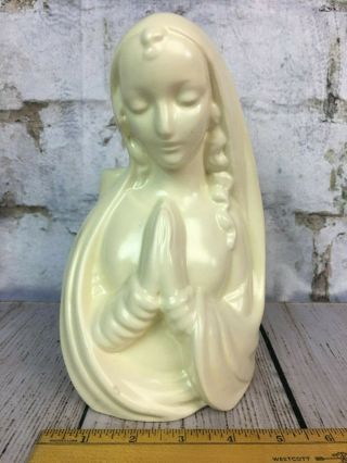 Haeger Virgin Mary Praying Head Vase 9 X 5 Inch Off - White Matte