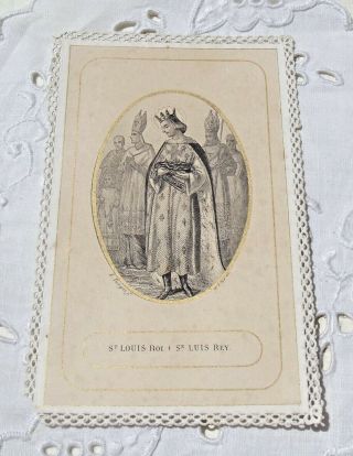 Antique French Holy Prayer Cards Bible Bookmarks Saint Louis King Of France
