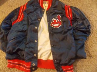 Vintage Cleveland Indians Chief Wahoo Jacket - Blue Satin - Felco,  Size L