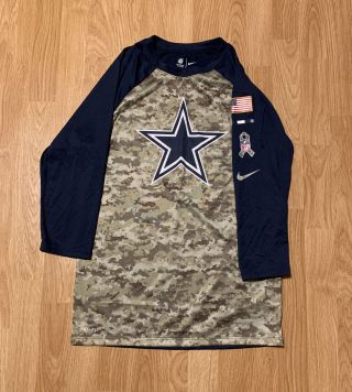 Nike Nfl Dri - Fit Dallas Cowboys Salute To Service Raglan Shirt Men’s Small