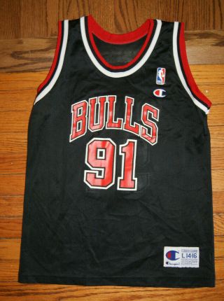 Vintage Champion Dennis Rodman 91 Chicago Bulls Jersey Size Youth Large