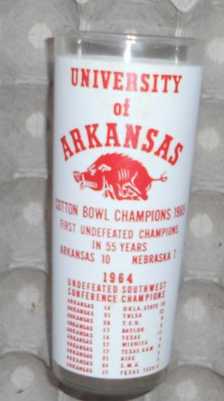 1964 Arkansas Razorbacks Football Undefeated Season Cotton Bowl Champs Glass 3