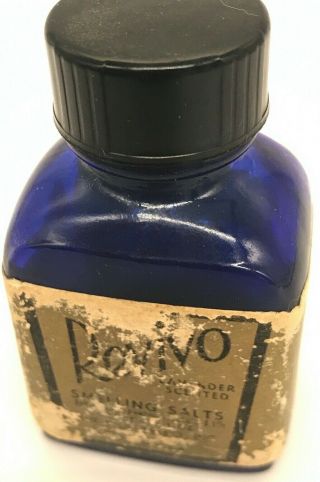 Vintage Revivo Lavender Scented Smelling Salts Cobalt Blue Bottle 1 Oz