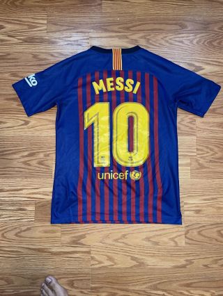 Nike Dri - Fit Authentic 2018 Barcelona Fc Lionel Messi Soccer Jersey Youth Xl