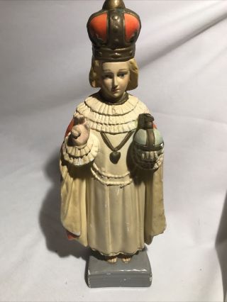Vtg.  Jesus Infant Of Prague Columbia Statuary Chalkware Religious Statue 12.  5’