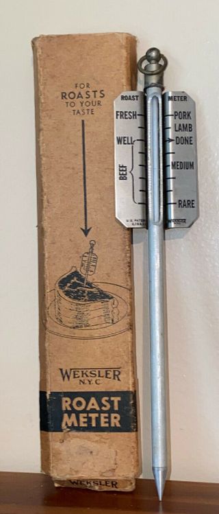 Vintage Weksler Roast Meter Thermometer 243 York Meat Rare