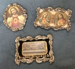 Vintage The Last Supper,  Mary & Jesus Religious Plaques Catholic Portuguese