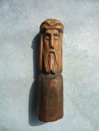 Vintage Hand Carved Wood Bust Of Jesus Head 5.  5