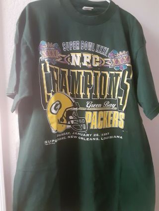 Vintage 1997 Nfl Green Bay Packers Sb Xxxi Champ Xl T - Shirt