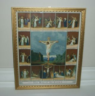 Vintage 8x10 Print " The Way Of The Cross " 14 Stations