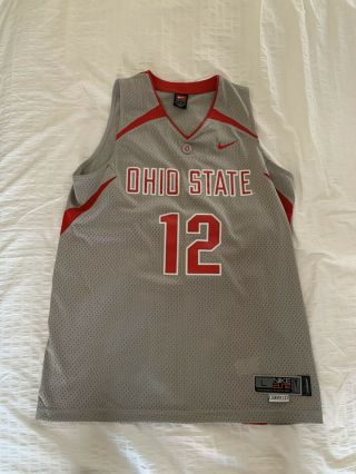 Ohio State Buckeyes Nike Elite Gray Basketball Jersey Large 12 Sewn On Numbers