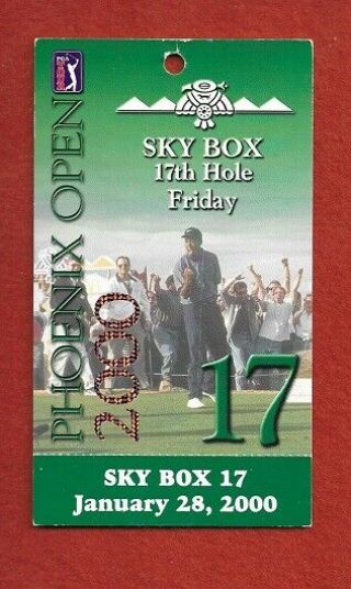Tiger Woods 1997 Hole - In - One Captured On 2000 Phoenix Open Sky Box Golf Ticket