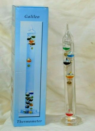 Vintage 12 " Galileo Crystal Glass Bulb Thermometer W Box