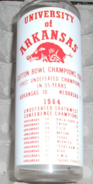 1964 Arkansas Razorbacks Football Undefeated Season Cotton Bowl Champs Glass 2 2