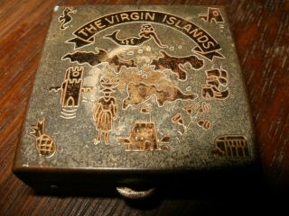 Vintage Rosary Box W/ Metal Hinged Lid,  Rosary Beads From The Virgin Islands