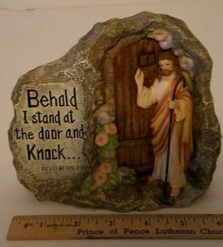 Resin & Stone Figurine Behold I stand at the door and Knock Revelation 3:20 2