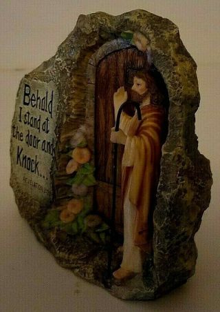 Resin & Stone Figurine Behold I stand at the door and Knock Revelation 3:20 3