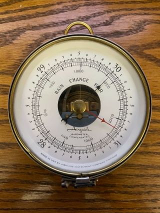Vintage Airguide Brass Barometer Compensated Made In Usa