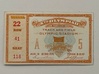 1932 Los Angeles Olympic Track And Field Ticket