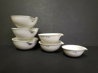 (6) Porcelain Evaporating Lab Bowls Dishes Coors & Japan