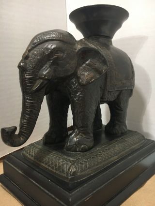 Vintage Bronze Elephant Incense Burner Cast Metal Sculpture Figurine Candle Hold